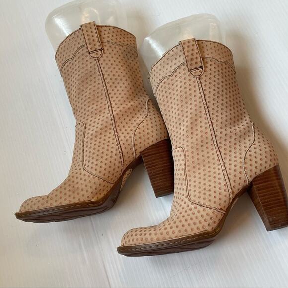 Born Genevieve polka dot stack heeled boots leather upper size 7.5 - Picture 4 of 12